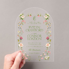 Eleganter Rokoko Monogram Floral Wedding Acryleinladungen