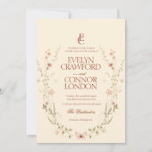 Eleganter Rokoko Monogram Rustikale Hochzeit Einladung (Vorderseite)