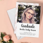 Eleganter Rokoko Pink Graduate Foto Abschluss Ankündigung