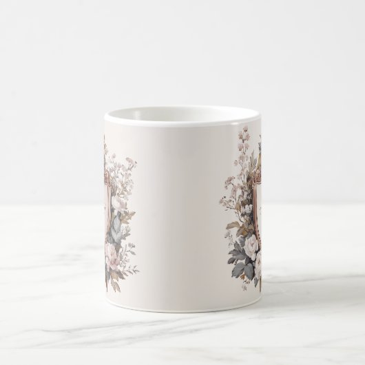 Eleganter Rokoko Wedding Wappen Initials Kaffeetasse (Mittel)
