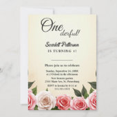 Eleganter romantischer Aquarell Floral 1. Geburtst Einladung (Vorderseite)