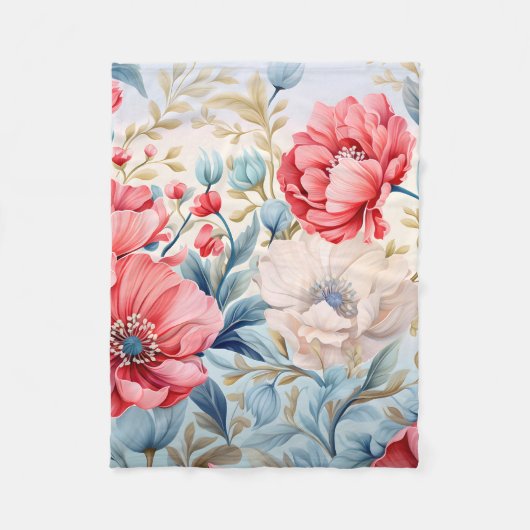 Eleganter Romantischer Blumen Botanischer Garten Fleecedecke (Vorderseite)