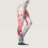 Eleganter Romantischer Blumen Botanischer Garten Leggings (Rechts)