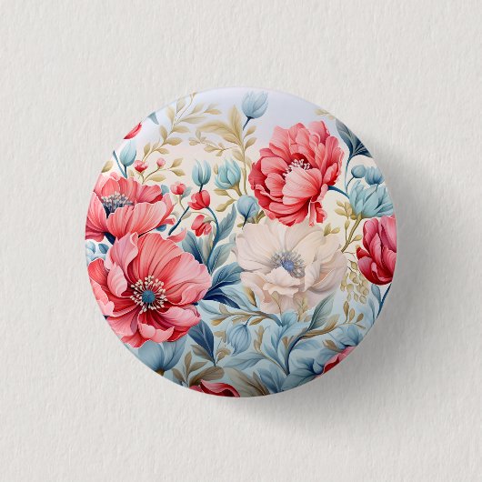 Eleganter Romantischer Blumenbotanischer Garten Button (Vorderseite)