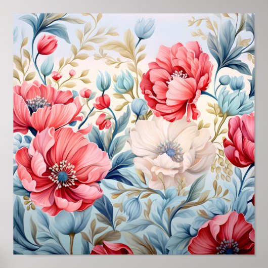 Eleganter Romantischer Blumenbotanischer Garten Poster (Vorne)
