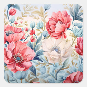 Eleganter Romantischer Blumenbotanischer Garten Quadratischer Aufkleber