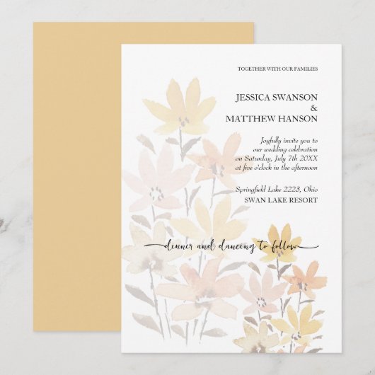 Eleganter Romantischer Blumengarten Einladung (Vorne/Hinten)