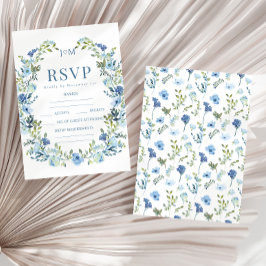 Eleganter romantischer Blumenkranz rustikale Hochz RSVP Karte