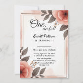 Eleganter romantischer Blumenrahmen Rustikaler 1. Einladung (Vorderseite)