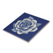 Eleganter romantischer Chic blaue florale Damast-R Fliese (Seite)