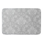Eleganter Romantischer Chic Floral Damask-Gray Badematte (Vorderseite)