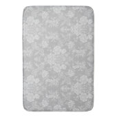 Eleganter Romantischer Chic Floral Damask-Gray Badematte (Vorderseite Vertikal)