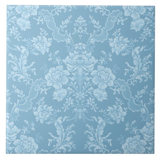 Eleganter Romantischer Chic Floral Damask-Pastel B Fliese (Vorderseite)