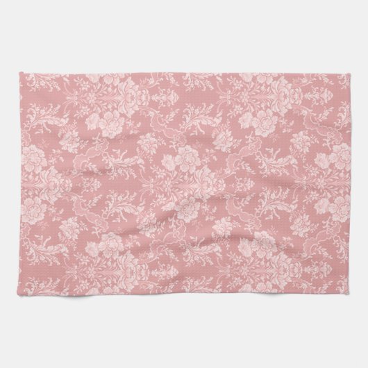 Eleganter romantischer Chic Floral Damask-Pastel P Geschirrtuch (Horizontal)