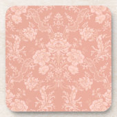 Eleganter Romantischer Chic Floral Damask Peach Getränkeuntersetzer (Vorderseite)
