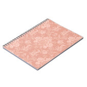 Eleganter Romantischer Chic Floral Damask Peach Notizblock (Linke Seite)