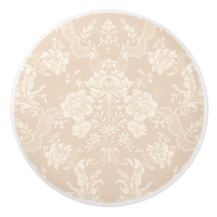 Eleganter Romantischer Chic Floral Damast-Cream Keramikknauf