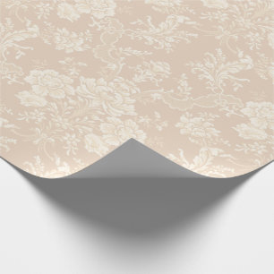 Eleganter romantischer Chic floraler Damast-Cream Geschenkpapier