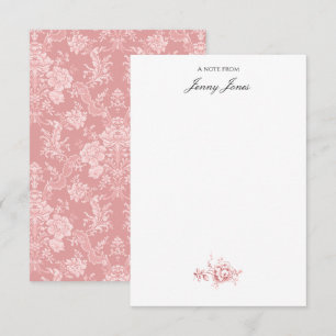 Eleganter romantischer Chic floraler Damast-Pastel Mitteilungskarte