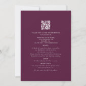 Eleganter Romantischer Dunkler Burgund QR Code Hoc Einladung (Rückseite)