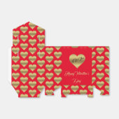 Eleganter romantischer Goldener Roter Herzen Valen Geschenkschachtel (Ungefaltet)