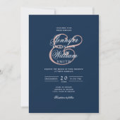 Eleganter romantischer Hochzeitstil + Navy Blue Einladung (Vorderseite)