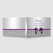 Eleganter romantischer Lila Bow & Silver Glitzer Gästebuch (Voll)