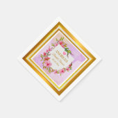 Eleganter Romantischer Moderner Rosa Floraler Brau Serviette (Ecke)