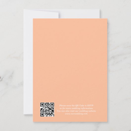 Eleganter Romantischer Peach Wedding QR Code Einladung (Rückseite)