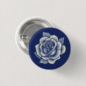 Eleganter Romantischer Schicker Blaue Blumen-Damas Button (Vorne & Hinten)