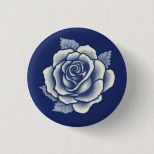 Eleganter Romantischer Schicker Blaue Blumen-Damas Button