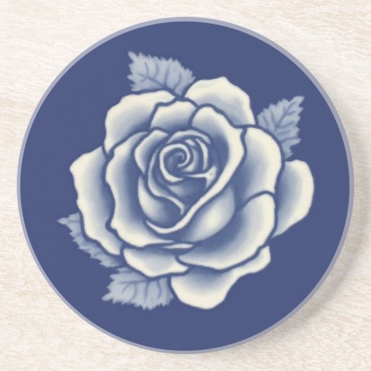 Eleganter Romantischer Schicker Blaue Blumen-Damas Getränkeuntersetzer (Vorne)