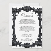 Eleganter romantischer Schwarz-Weiß-Rahmen Hochzei Einladung (Rückseite)