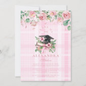 Eleganter rosa Abschluss Einladung (Vorderseite)