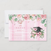 Eleganter rosa Abschluss RSVP Karte (Vorderseite)