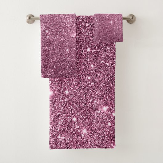 Eleganter rosa abstrakter girly Glitter Burgunders Badhandtuch Set (Insitu)