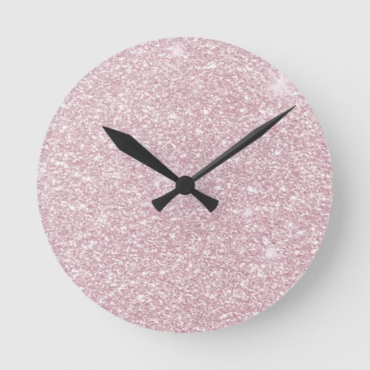 Eleganter, rosa abstrakter trendiger Glitzer Runde Wanduhr (Vorderseite)