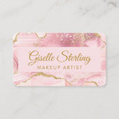 Eleganter, rosa Agate Makeup Artist QR Code Visitenkarte (Vorderseite)