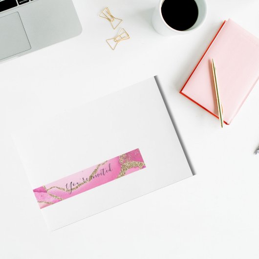 Eleganter Rosa Agate Stone Gold Glitzer Wedding Wr Rundum-Adressaufkleber