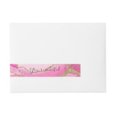 Eleganter Rosa Agate Stone Gold Glitzer Wedding Wr Rundum-Adressaufkleber (Vorderseite)