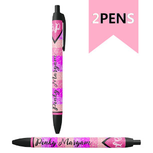 Eleganter rosa Anfangsmonogramm Name für Mädchen, Kugelschreiber