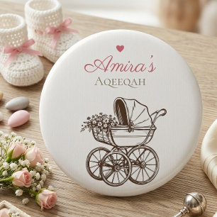 Eleganter Rosa Aqiqah Vintage Babywagen Islamisch Button
