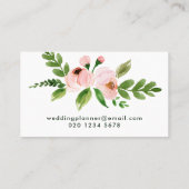Eleganter, rosa Aquarellblumen Visitenkarte (Rückseite)