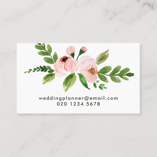 Eleganter, rosa Aquarellblumen Visitenkarte (Rückseite)