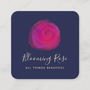 Eleganter rosa Aquarellplatz Rose Piazza della Rif Quadratische Visitenkarte