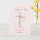 Eleganter Rosa Bestätigung Blumenkreuz Karte (Gelbe Blume)