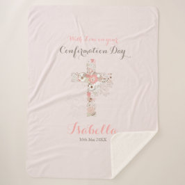 Eleganter Rosa Bestätigung Blumenkreuz Sherpadecke