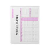 Eleganter rosa-blauer leerer Monatsplanerkalender  Notizblock (Rotiert)