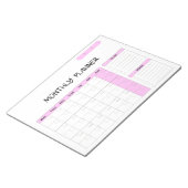 Eleganter rosa-blauer leerer Monatsplanerkalender  Notizblock (angewinkelt)
