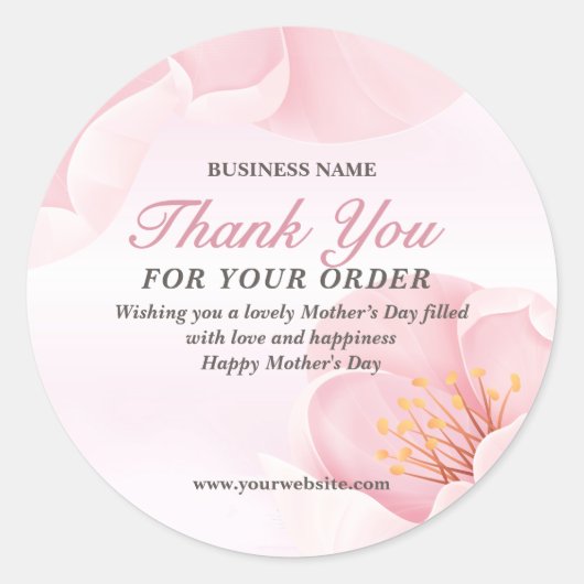 Eleganter rosa blühender Muttertag Runder Aufkleber (Vorderseite)